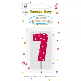 Színes Pink Pattern 7-es tortagyertya, számgyertya