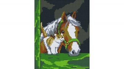 Pixelhobby  804101 Ló cicával 20,3x25,4 cm négy alaplapos pixel