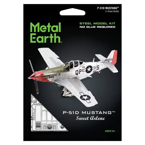 Metal Earth P-51D Mustang Sweet Arlene vadászrepülőgép - lézervágott acél makettező szett