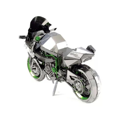 Metal Earth ICONX Kawasaki Ninja H2R (ezüst/zöld) - lézervágott acél makettező szett