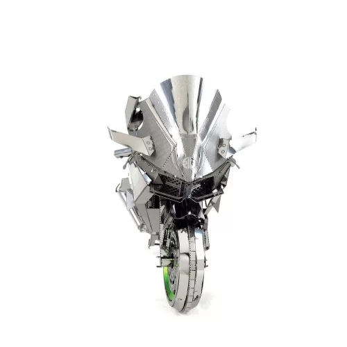 Metal Earth ICONX Kawasaki Ninja H2R (ezüst/zöld) - lézervágott acél makettező szett