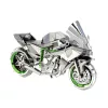Metal Earth ICONX Kawasaki Ninja H2R (ezüst/zöld) - lézervágott acél makettező szett