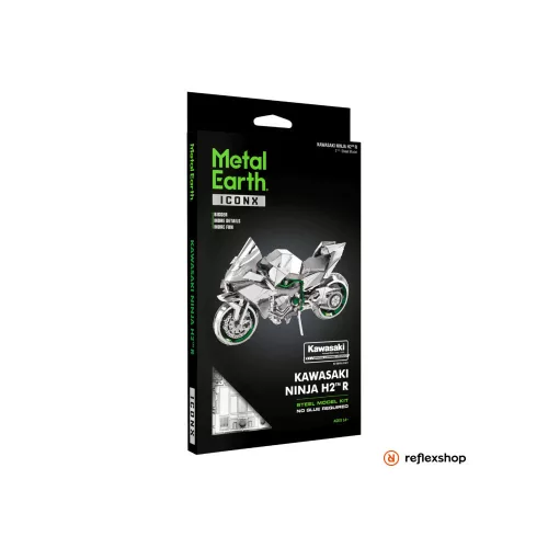 Metal Earth ICONX Kawasaki Ninja H2R (ezüst/zöld) - lézervágott acél makettező szett