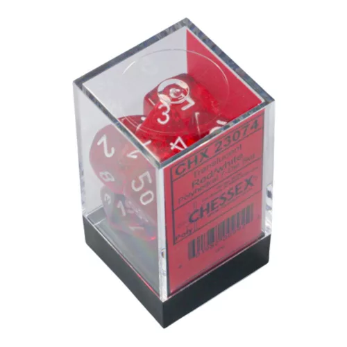 Chessex: Translucent Polyhedral - vörös és fehér dobókocka készlet
