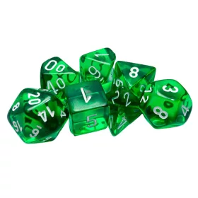   Chessex: Translucent Polyhedral - zöld és fehér dobókocka készlet