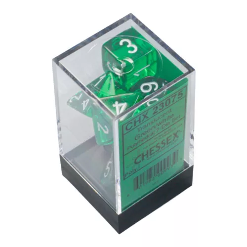 Chessex: Translucent Polyhedral - zöld és fehér dobókocka készlet