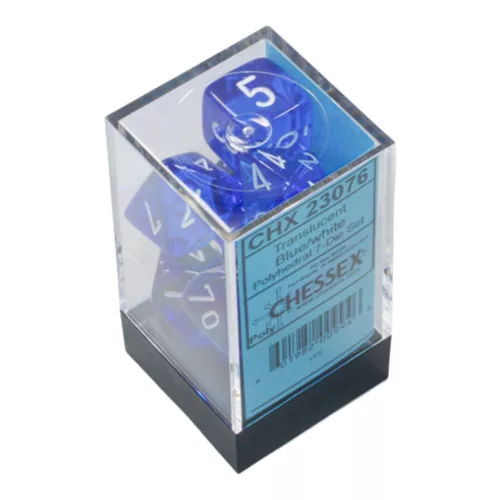 Chessex: Translucent Polyhedral - kék és fehér dobókocka készlet