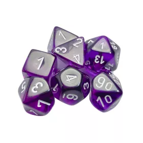   Chessex: Translucent Polyhedral - lila és fehér dobókocka készlet