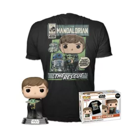   Funko Pop! & Tee: Star Wars The Mandalorian - Luke w/ Grogu figura és póló (L)