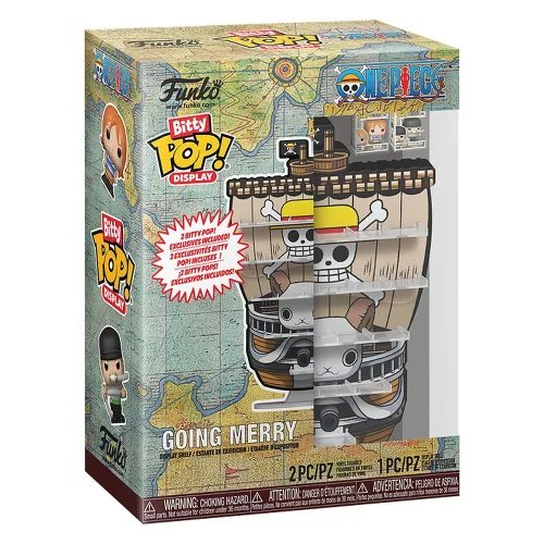Bitty POP! Going Merry bemutató polc – One Piece, Nami és Roronoa Zoro figurával
