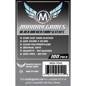   Mayday Games Euro méretű kártyavédő (100 db-os csomag) 59 mm x 92 mm, fekete hátlap