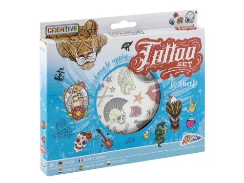 Grafix tetováló matrica készlet – 10 lap, 2 féle, 350 db, fiús/lányos minták