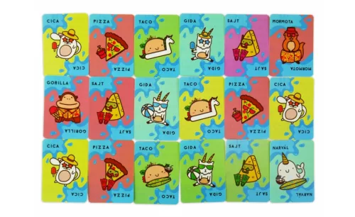 Vízálló cica, pizza, taco, gida, sajt társasjáték