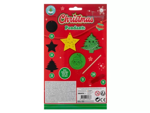 Karácsonyfadísz képkarcoló készlet – 9 db/csomag, kaparó tollal