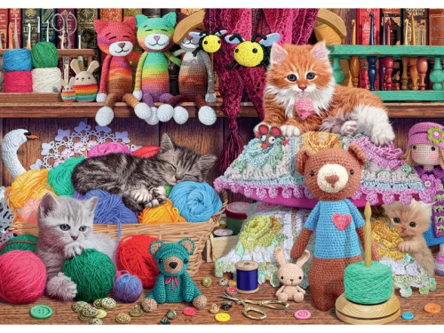 Ravensburger puzzle 1000 db – Kötögetés cicákkal (Knitty Kitty)