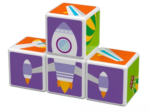 Geomag Magicube Printed Közlekedés – 7 db mágneses, mintás építőkocka járművekkel