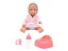 Baba, 30 cm fürdethetõ, fürdõköpenyben, bilivel, cumisüveggel