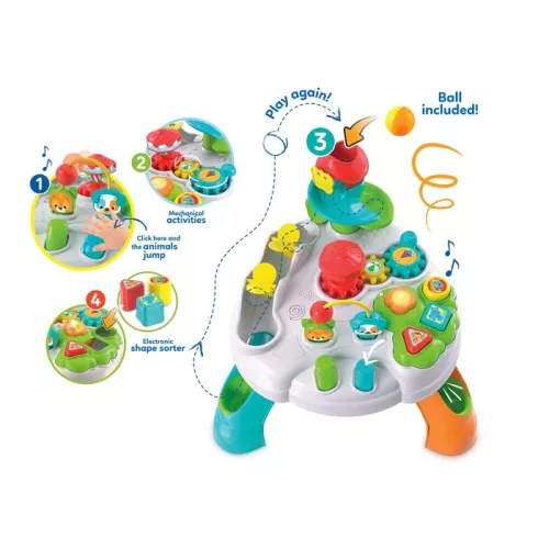 Clementoni Baby Állatos Fejlesztő Játékasztal – zenélő, világító, golyópályás baba aktivitás asztal (12 hó+)