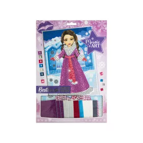   Mozaik kép készítő készlet, A4 méretű téli divat poszterrel – 2 féle Besties lány minta