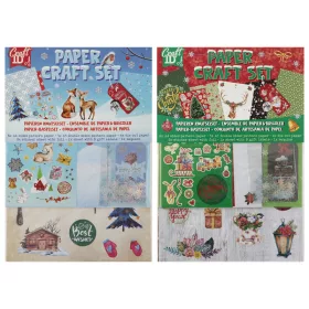   Karácsonyi papírhajtogató kreatív szett – mintás papírok, matricák, konfetti, ajándékkísérő
