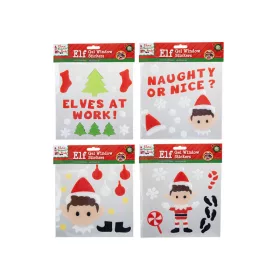   Karácsonyi manó ablakmatrica szett – ünnepi gél matrica, 4 féle design, dekoráció gyerekeknek