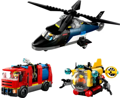LEGO City Great Vehicles 60462 Helikopter, tûzoltóautó és tengeralattjáró egy csomagban