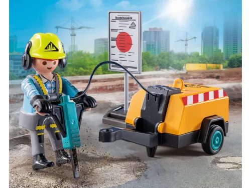 Playmobil útépítő légkalapáccsal építkezés készlet – munkagépes figura, tartozékokkal (71752)
