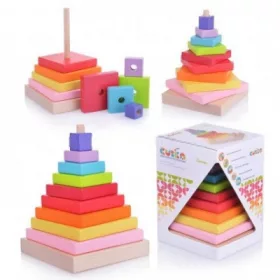 Cubika Piramis 9 darabos fa építõjáték