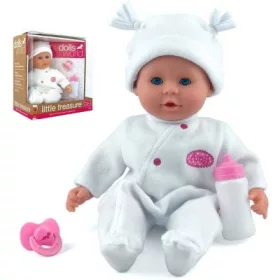 Little Treasure babzsákos baba fehér ruhában - 38 cm