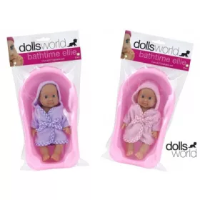 Ellie fürdethető baba káddal - 18 cm, többféle