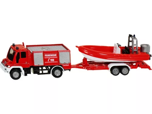 SIKU Unimog tûzoltóautó hajóval 1:87 - 1636