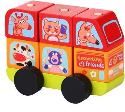 Cubika Fa állatos autó - piros