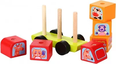 Cubika Fa állatos autó - piros