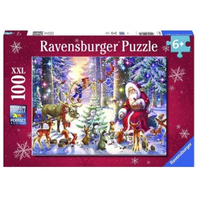   Ravensburger Puzzle 100 db – Erdei karácsony, XXL gyermek puzzle Mikulással
