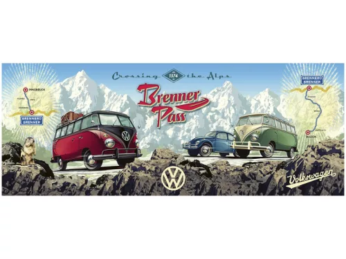 Ravensburger puzzle 1000 db – VW kisbuszok a Brenner-hágón (panoráma)