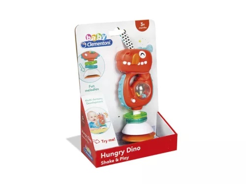 Clementoni Hungry Dino – Shake & Play dinoszauruszos zenélő, világító bébicsörgő