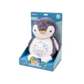 Plüss pingvin bébijáték, zenél, világít