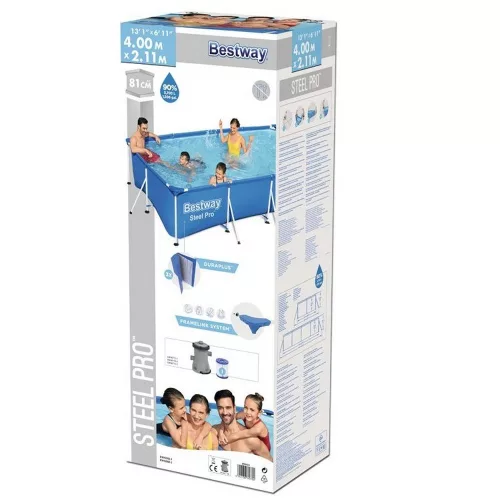 Bestway Steel Pro fémvázas medence szett vízforgatóval (400 x 211 x 81 cm) (56424)