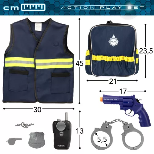 Rendőr jelmez hátizsákban 5 kiegészítővel
