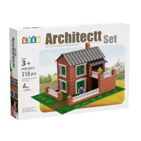   Téglaház építő STEM készlet gyerekeknek – 318 darabos építőjáték, házépítő építőmester szett (3+)