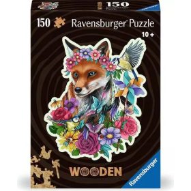   Ravensburger Colorful Fox fa puzzle – 150 darabos, formapuzzle, virágos róka motívummal