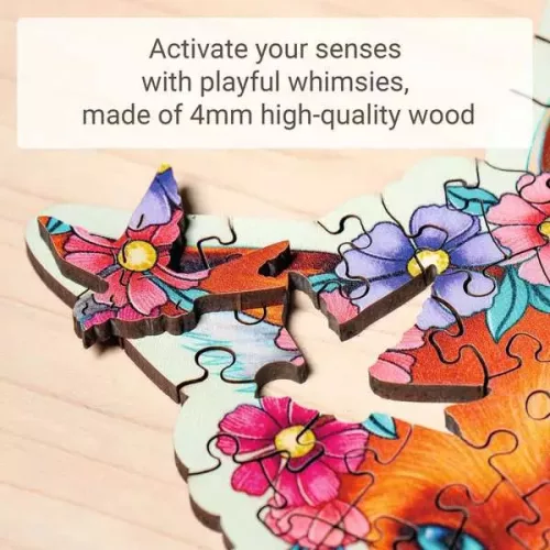Ravensburger Colorful Fox fa puzzle – 150 darabos, formapuzzle, virágos róka motívummal
