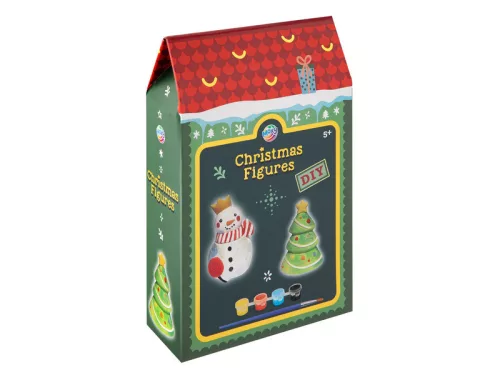 Karácsonyi figurafestő – 7 cm, 2 db-os készlet (hóember és rénszarvas / Mikulás és karácsonyfa)