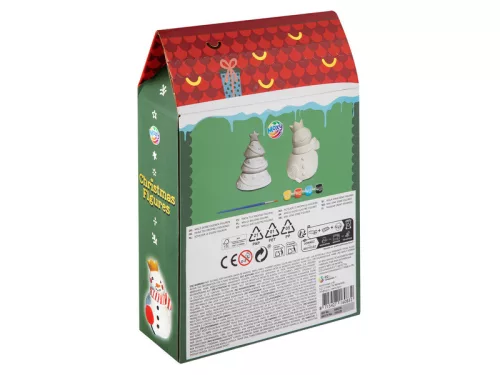Karácsonyi figurafestő – 7 cm, 2 db-os készlet (hóember és rénszarvas / Mikulás és karácsonyfa)