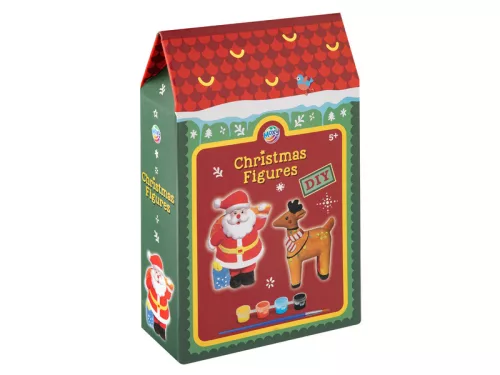Karácsonyi figurafestő – 7 cm, 2 db-os készlet (hóember és rénszarvas / Mikulás és karácsonyfa)