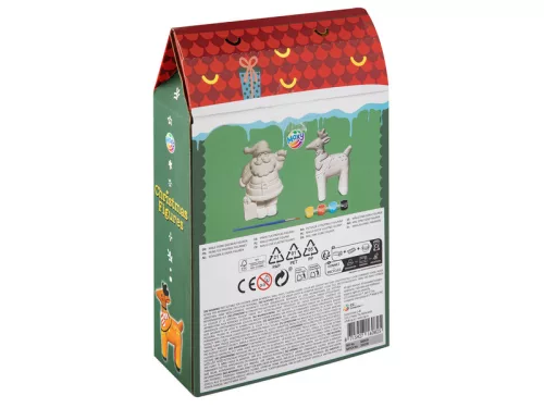 Karácsonyi figurafestő – 7 cm, 2 db-os készlet (hóember és rénszarvas / Mikulás és karácsonyfa)