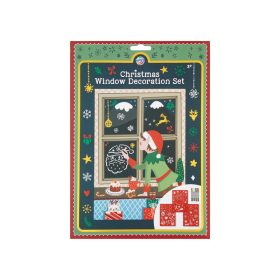   Karácsonyi ablakdíszítő szett – 3 db A4 sablon, 4 filctoll, kreatív dekoráció