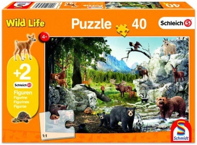 Wild Life puzzle 40 db-os + 2db Schleich figura