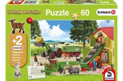Farm World puzzle 60 db-os +2 db Schleich figura
