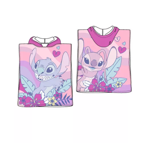 Disney Lilo és Stitch, A csillagkutya Angel strand törölköző poncsó 55x110 cm (Fast Dry)